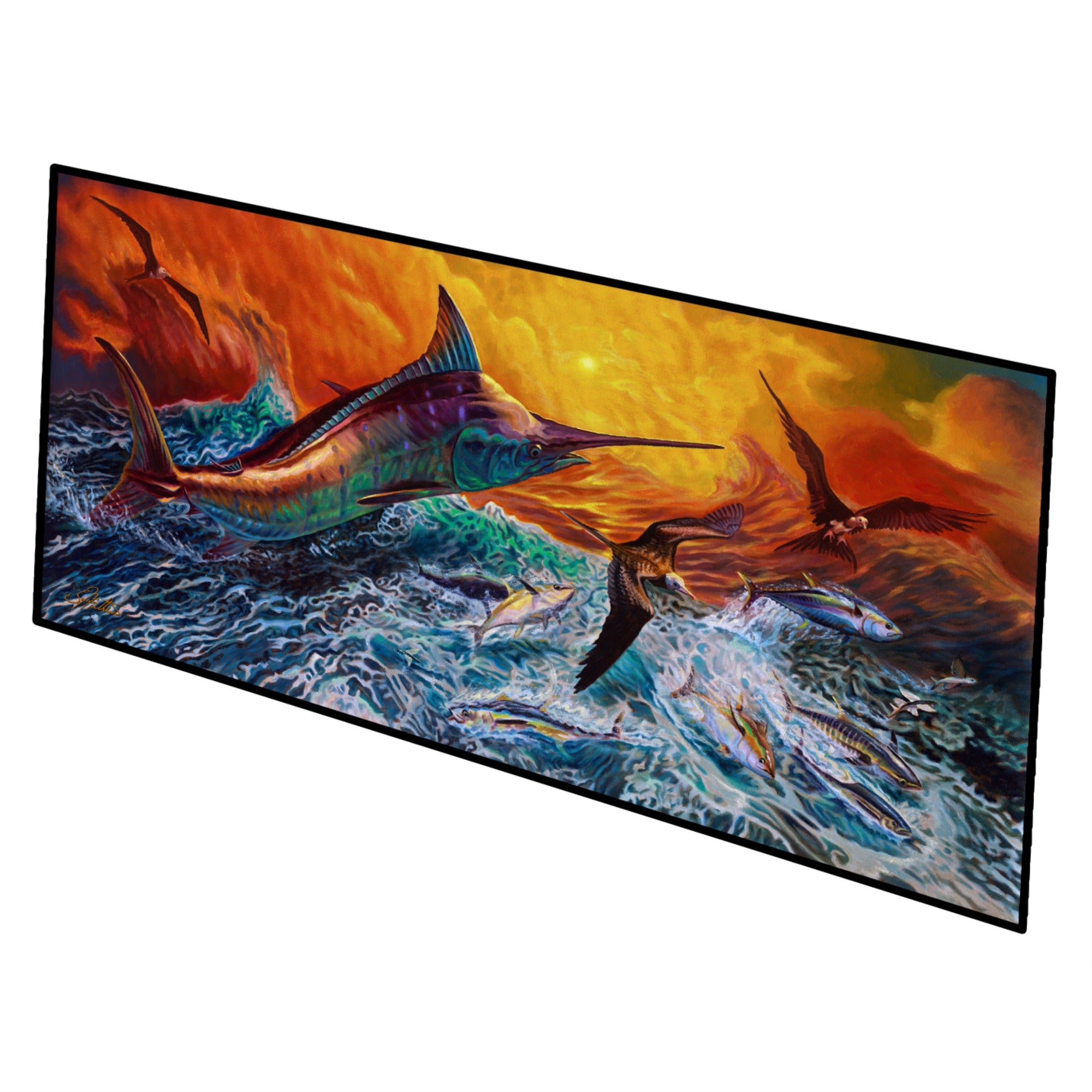 Reflective Chaos Blue Marlin Indoor Or Outdoor Runner Mat 28X58